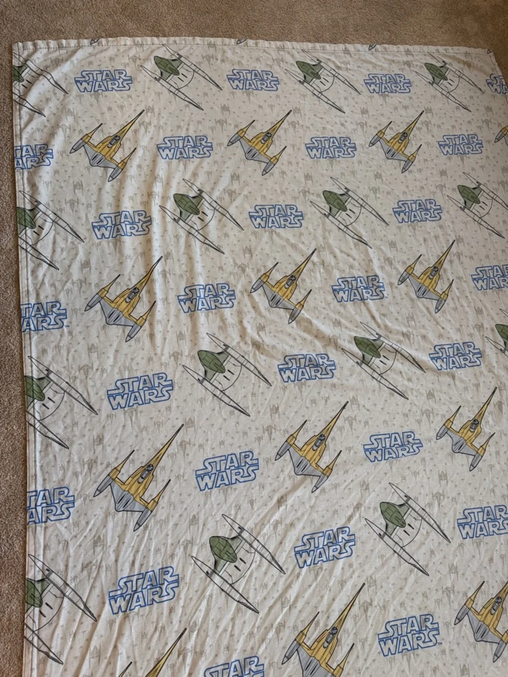 STAR WARS Phantom Menace Starfighter TWIN Flat Sheet ONLY 1999 Vintage